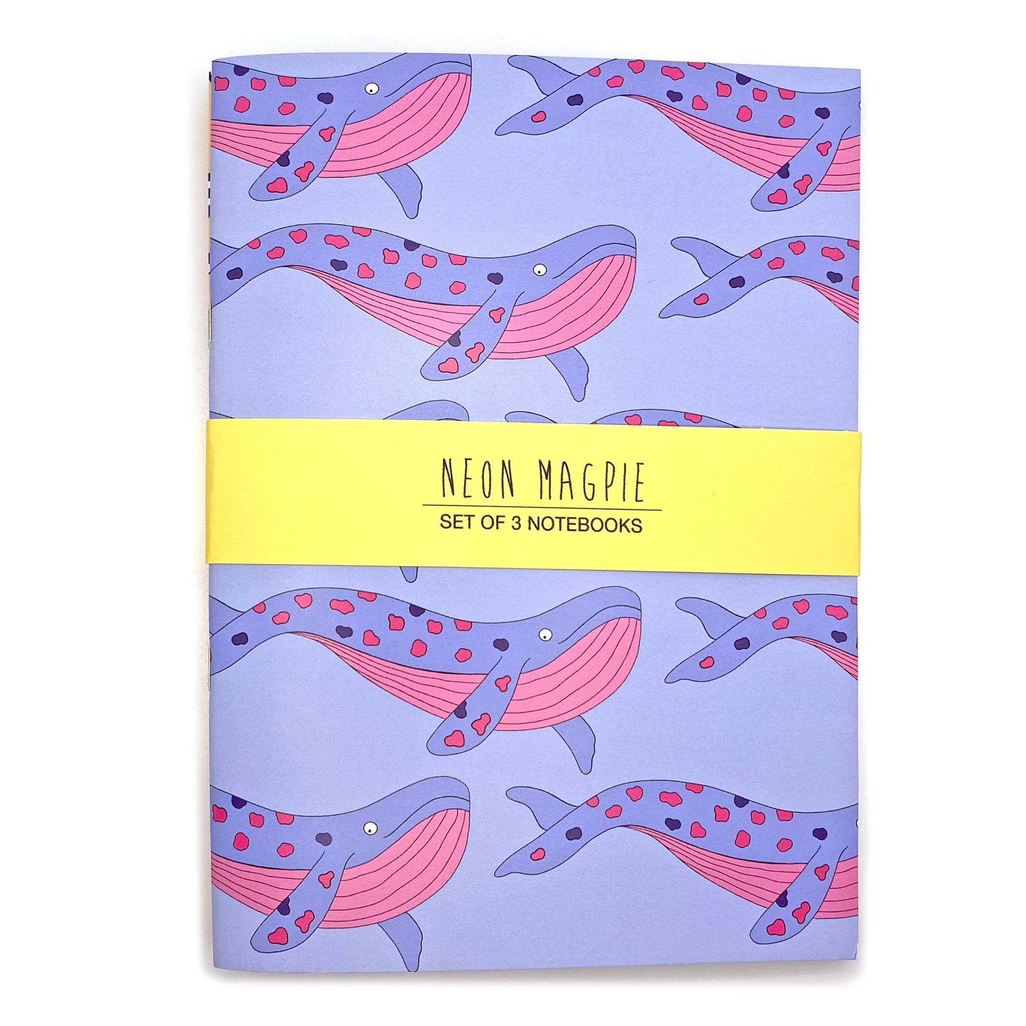 Ocean themed notebook set with whale illustrations