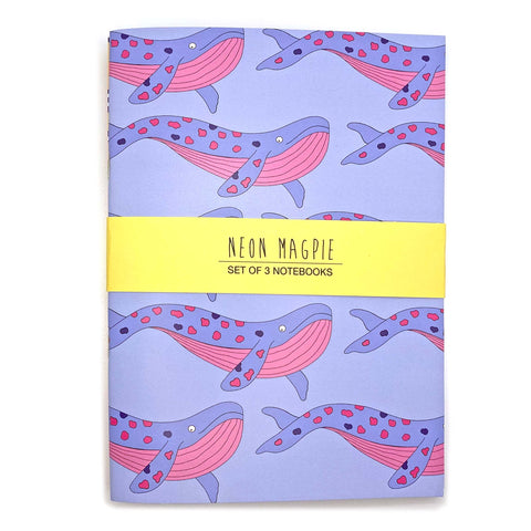 Ocean themed notebook set with whale illustrations