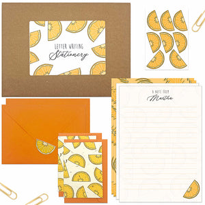 Orange letter set with paper, envelopes, seed cards and stickers