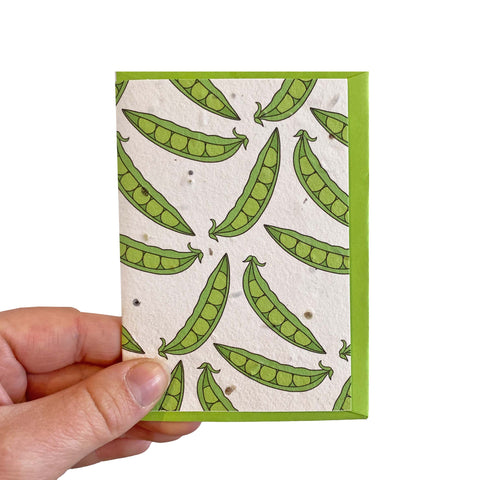 Pea pod seed card with green envelope