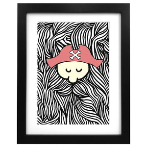 A3 art print with an illustration of a pirate with a huge beard