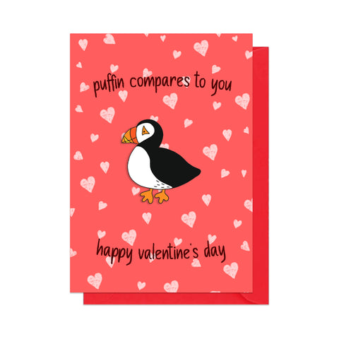 Puffin Pin Badge Valentine's Card