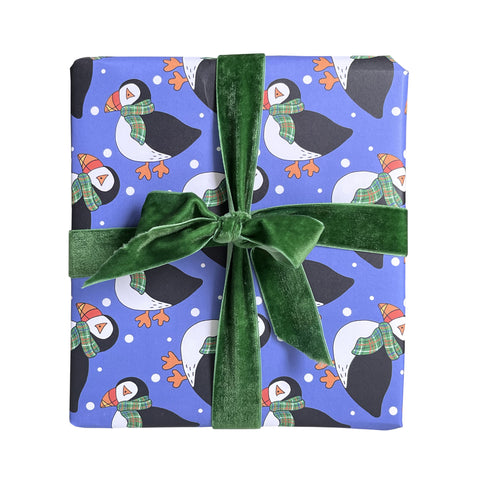 Puffin Christmas Wrapping Paper and Gift Tags