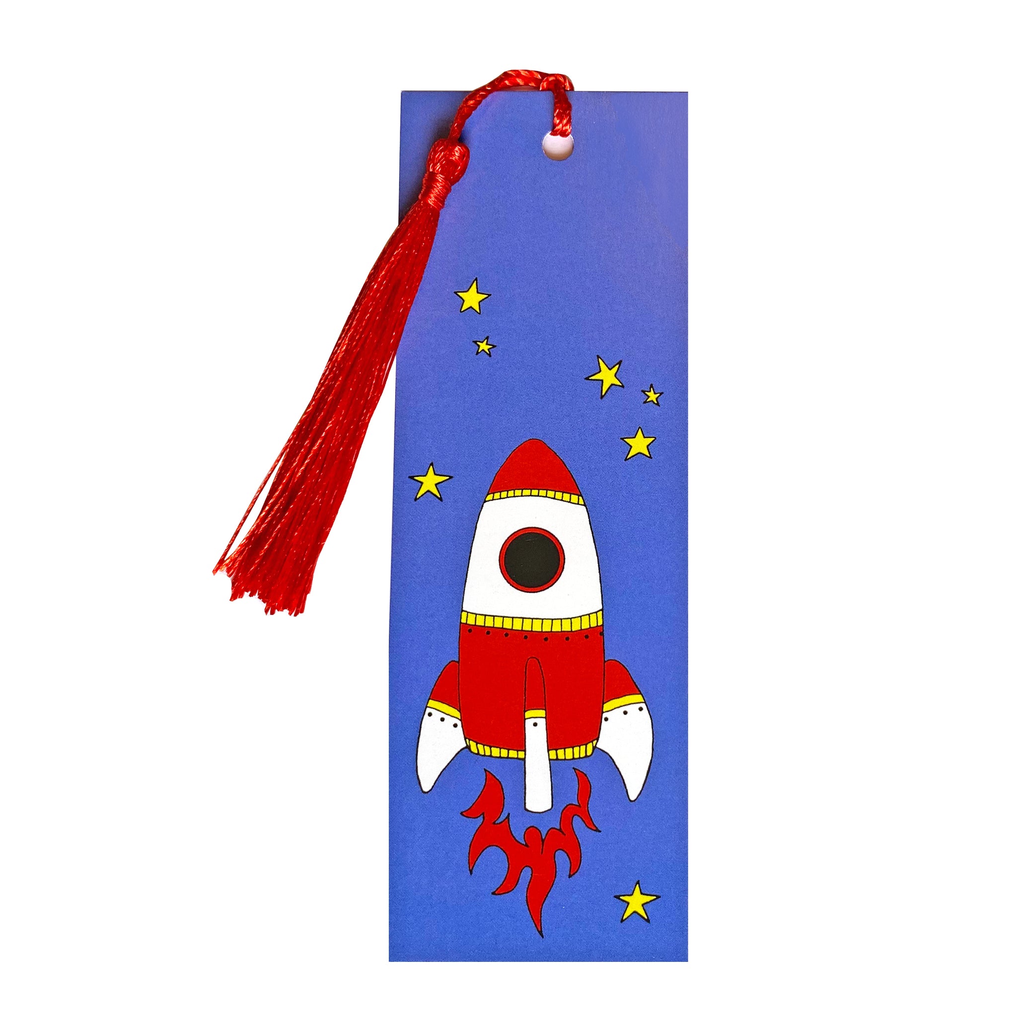 Blue rocket bookmark with tassel