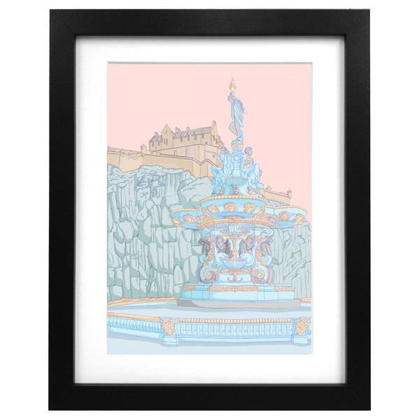 Ross Fountain and Edinburgh Castle Art Print