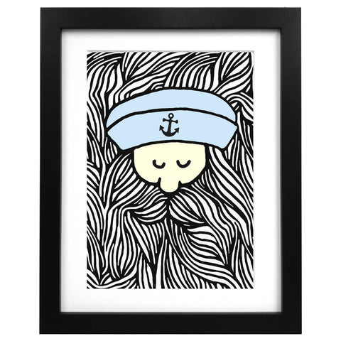 A3 art print with an illustration of a sailor with a huge beard