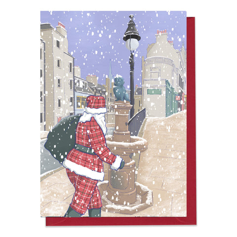 Tartan Santa Greyfriars Bobby Christmas Card