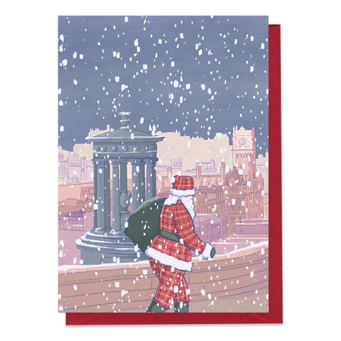Tartan Santa Calton Hill Christmas Card