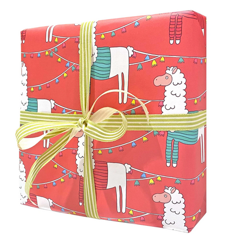Llama Christmas Wrapping Paper and Gift Tags - Neon Magpie