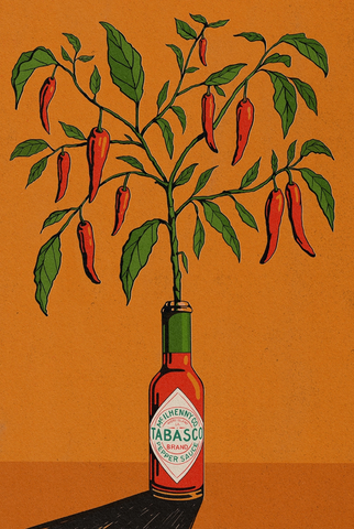 Tabasco Hot Sauce & Chilli Plant Print A4