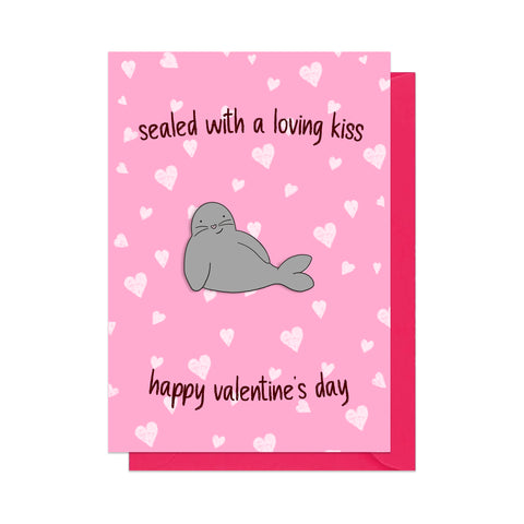 Seal Pin Badge Valentine's Card