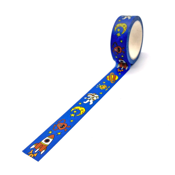 Roll of blue space washi tape