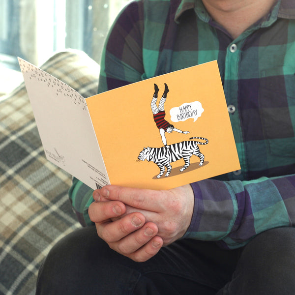 Lifestyle photo of tiger man birthday card