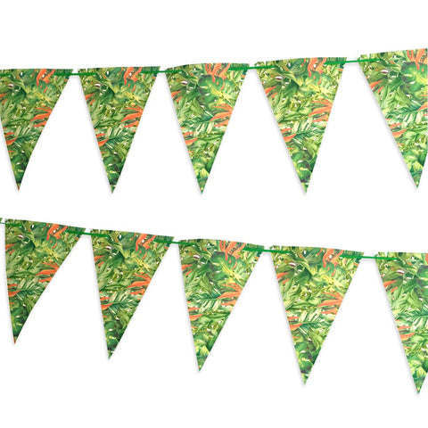 Paper Bunting Covered in tropical leaves