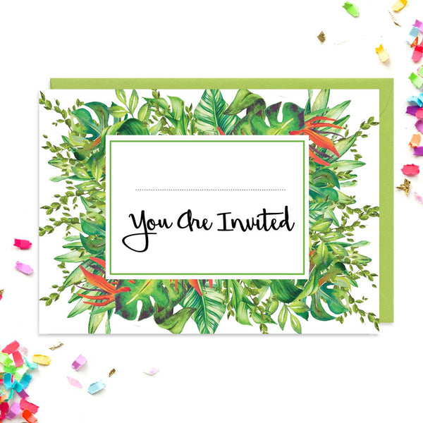 Tropical Leaf Wedding Invitations - Neon Magpie