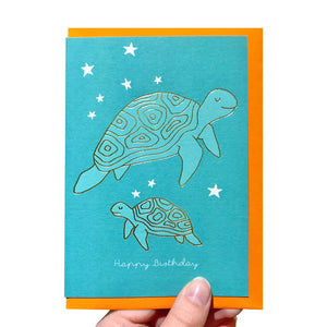 Gold turtle birthday card