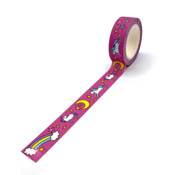 Roll of pink glittery unicorn washi tape