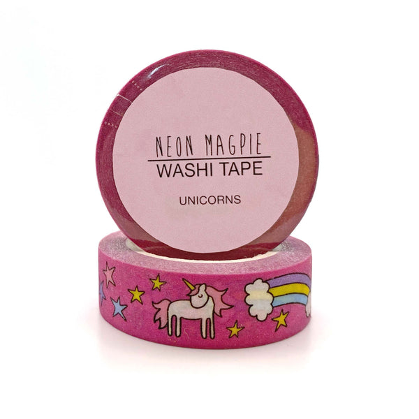 Neon Magpie pink glitter unicorn washi tape
