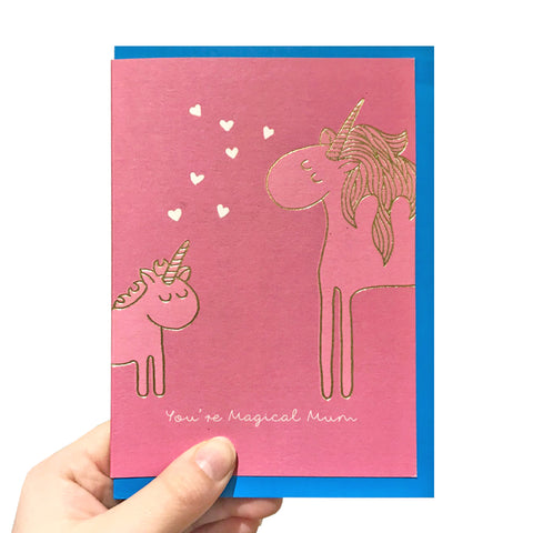 Gold unicorn mother's day card