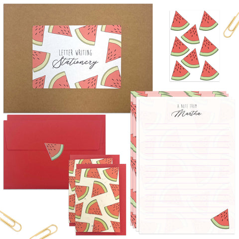 Watermelon letter writing set with paper, envelopes, seed cards and stickers
