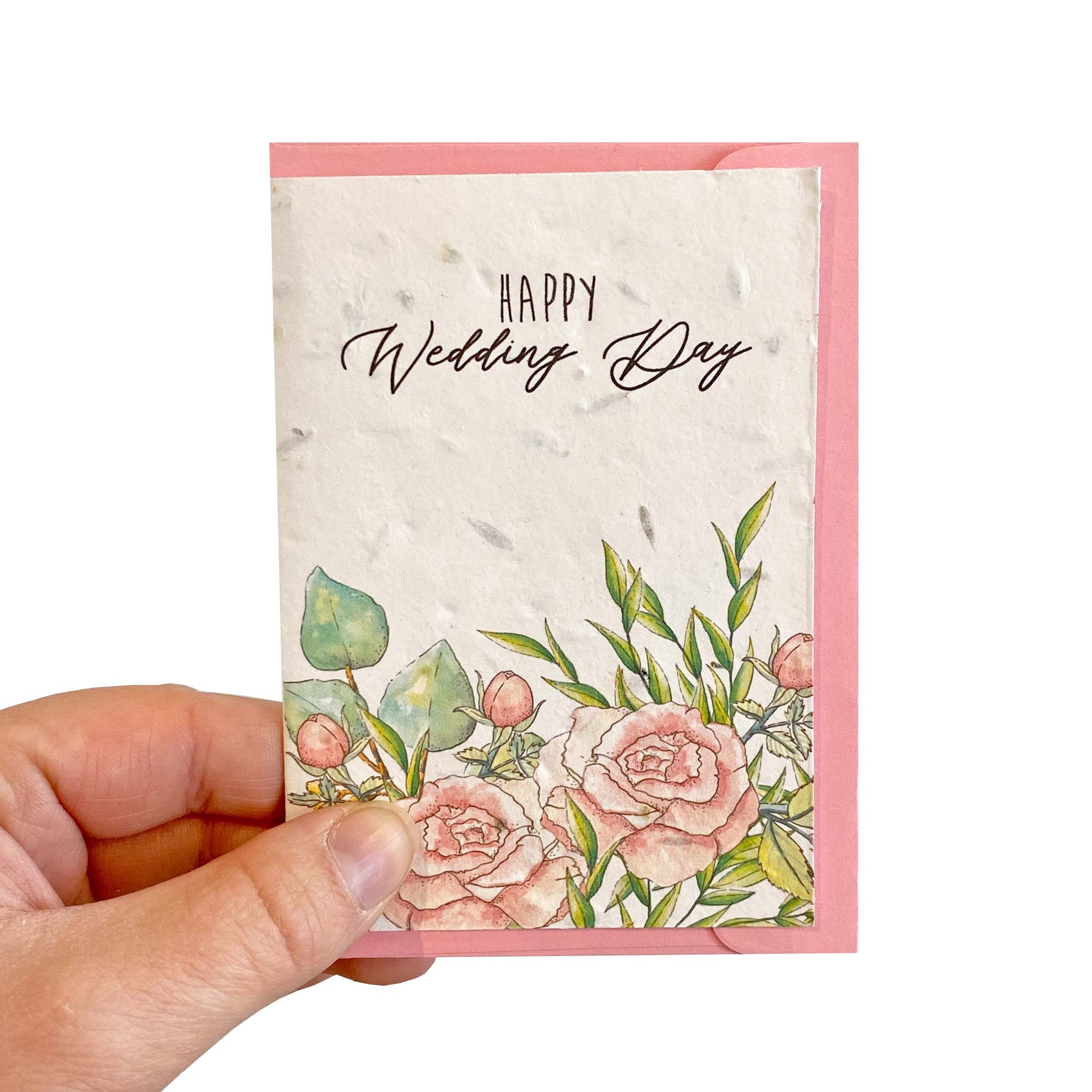 Mini wedding seed card with pink envelope