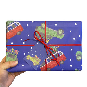 Vehicles Christmas Wrapping Paper and Gift Tags - Neon Magpie