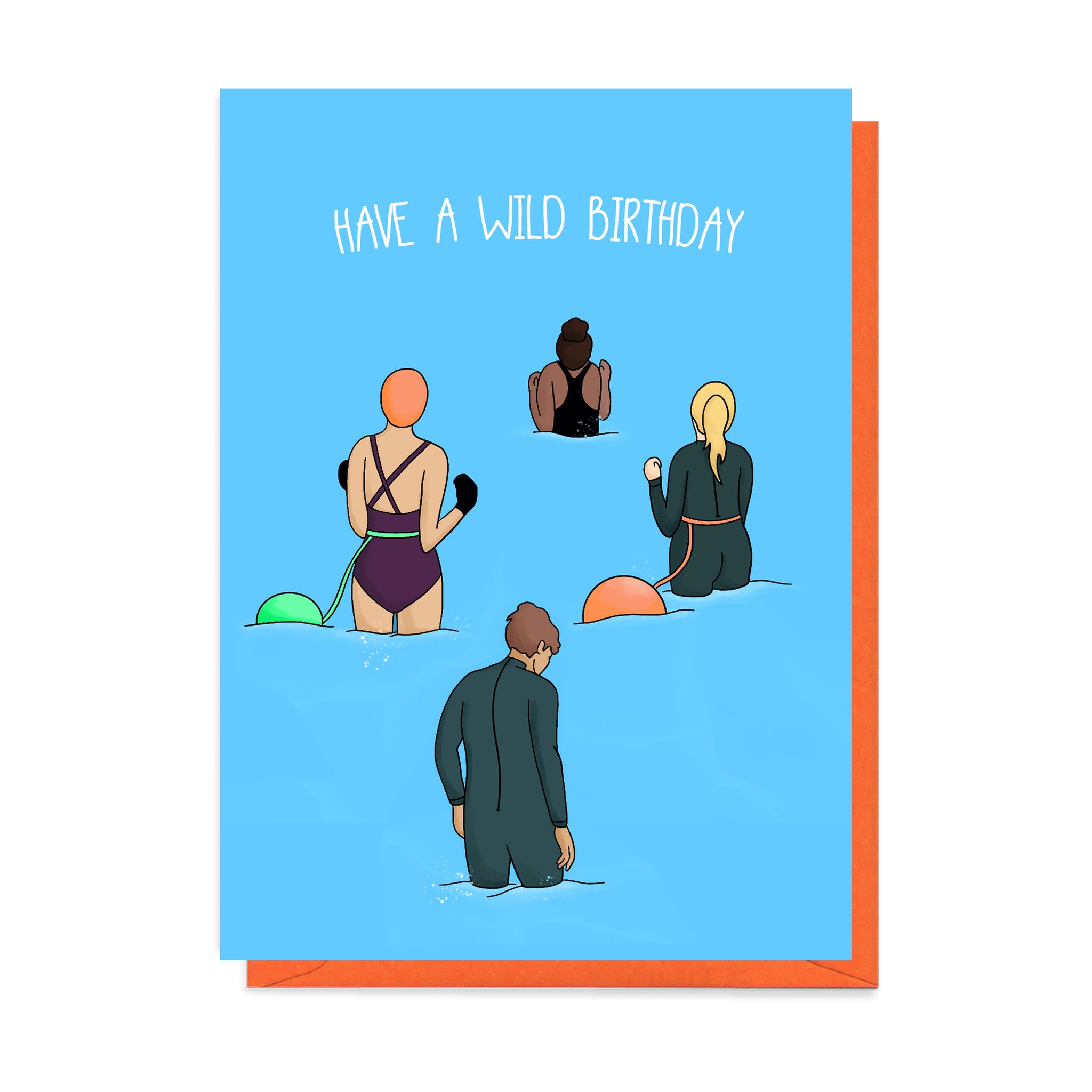 Wild Swimming Birthday Card - Neon Magpie