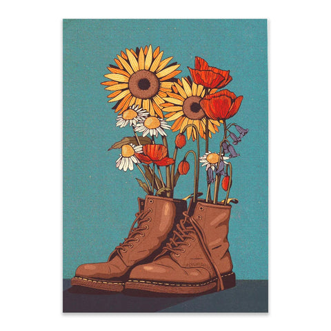 Wild Flowers and Boots Art Print A3