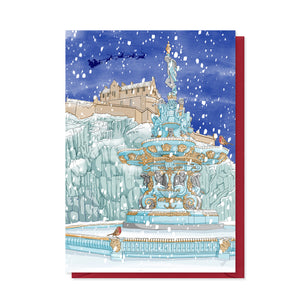 Ross Fountain Edinburgh Christmas Card - Neon Magpie