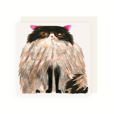 Charley Rabbit - Fluffy Cat Grumpy Cat Greeting Card
