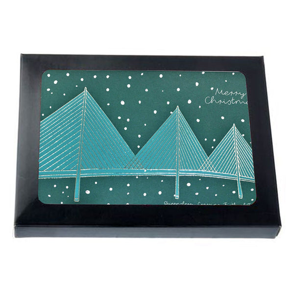 Queensferry Crossing Christmas Card Box - Neon Magpie
